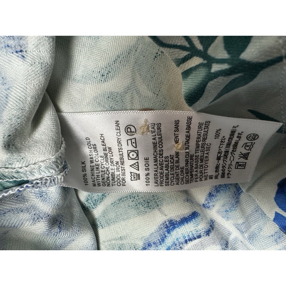 Tommy Bahama 100% Silk Hawaiian Shirt XXL Blue White Leaf Pattern Vacation - Picture 6 of 11